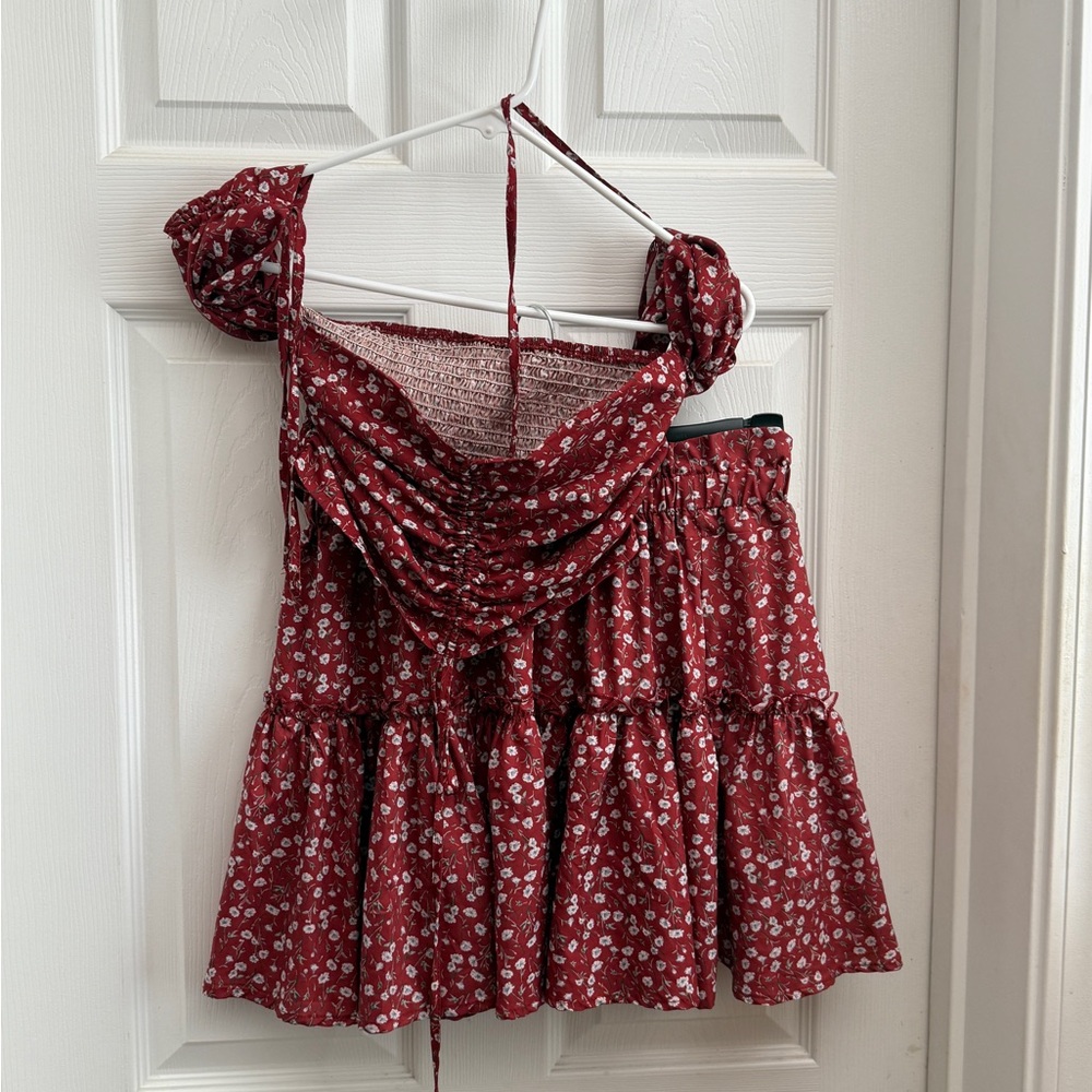 Red Floral Off-Shoulder Top